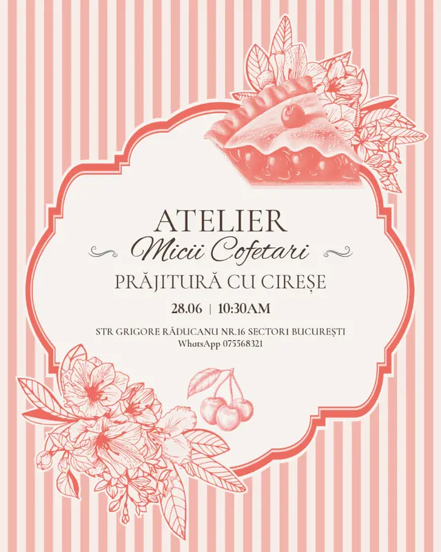 Atelierul Micii Cofetari – Prăjitură cu cireșe