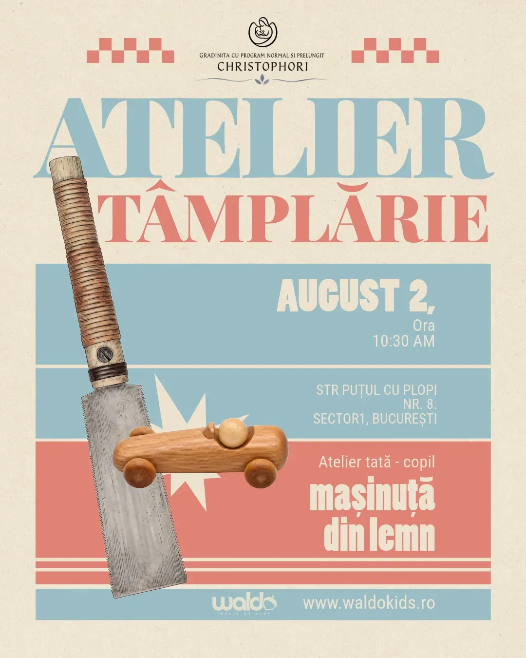 Atelier de tâmplărie: Mașinuță din lemn (tată–copil)