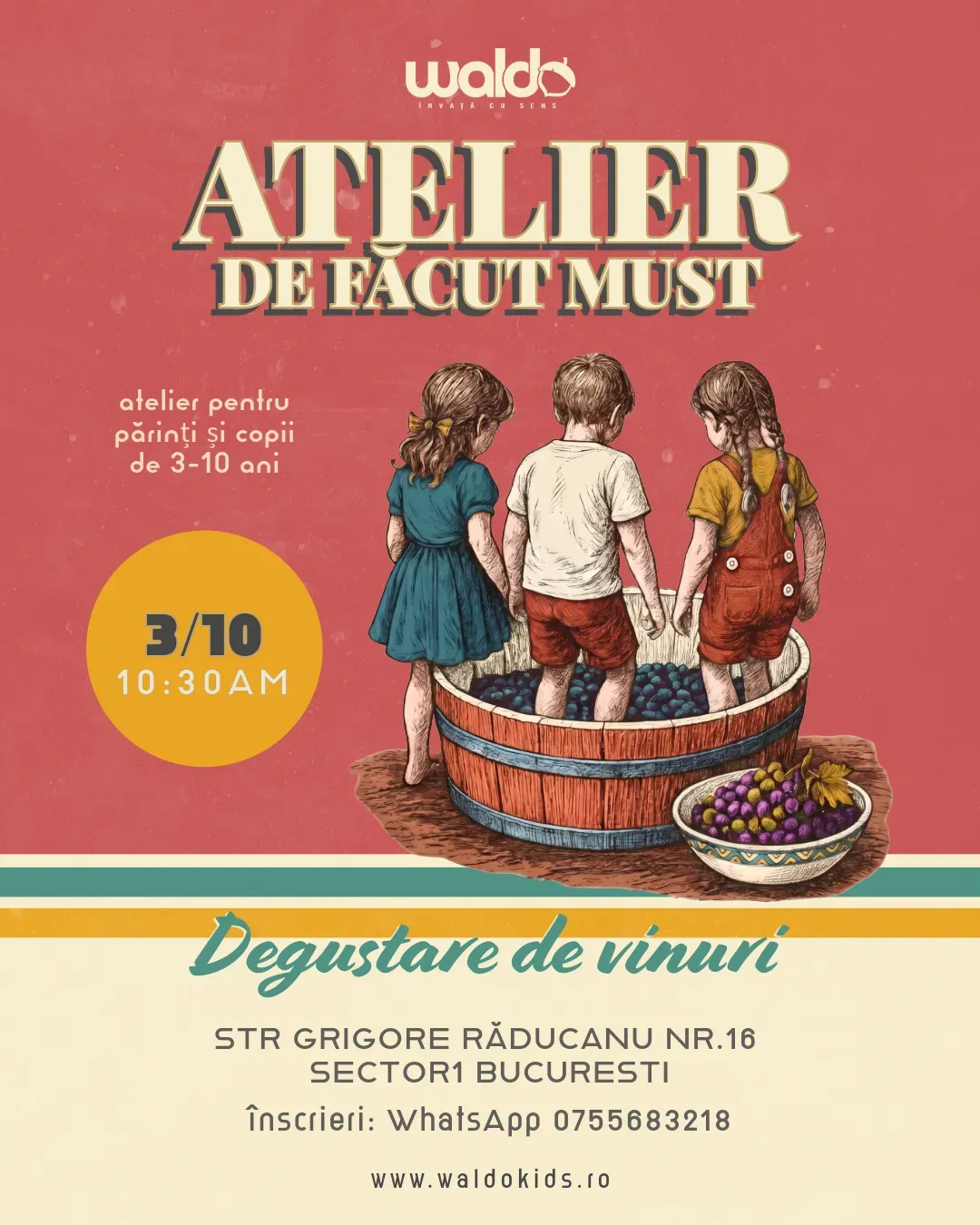 Sărbătoarea Mustului – Atelier de făcut must & Degustare de vinuri